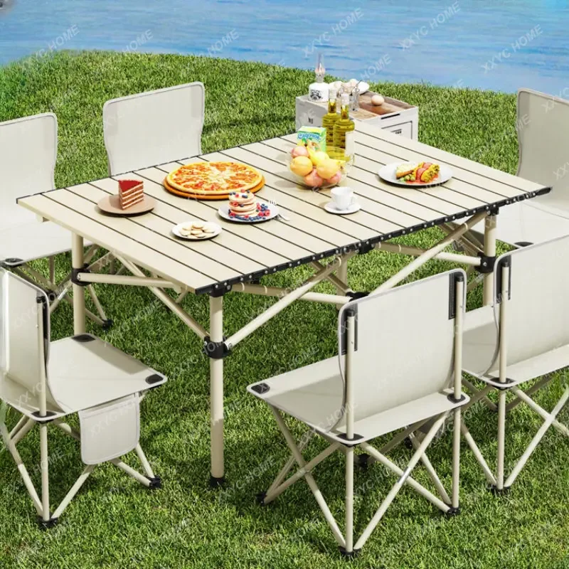 Outdoor Folding Egg Roll Camping Picnic Por Table and Chair Set Combination Aluminum Alloy Barbecue Table
Outdoor Folding Egg Roll Camping Picnic Por Table and Chair Set Combination Aluminum Alloy Barbecue Table