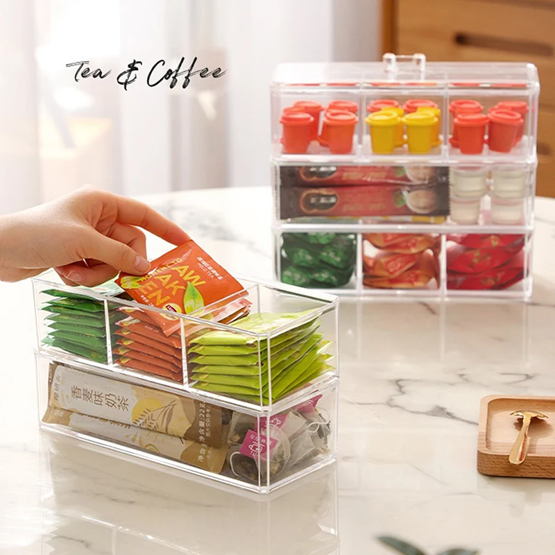 

Tea Bag Storage Box Drawer Type Coffee Capsule Sorting Box Acrylic Sealed Storage Jar With Lid Tea Coffee Sugar Container