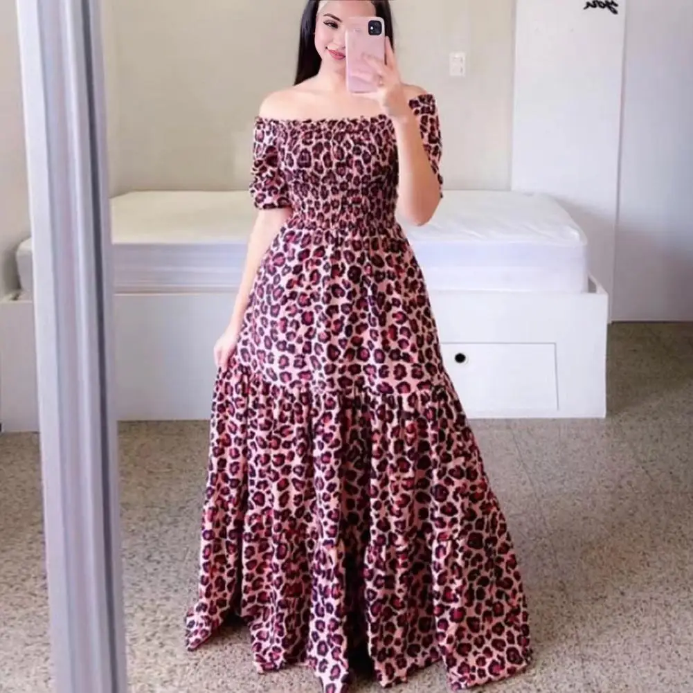 

Summer Women Dress Elegant Floral Print Off Shoulder Evening Dress With Pleated A-line Design Backless Detail For Summer Parties