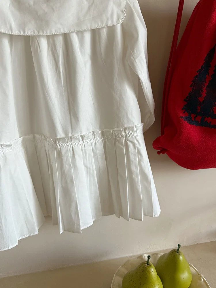 2025 Autumn New Girls Preppy Style Pleated Dress Solid Children Long Sleeve Dress Baby Girl Large Lapel Loose Dress Kids Clothes 31 S97842ac94545475f85a023fe21baec67S