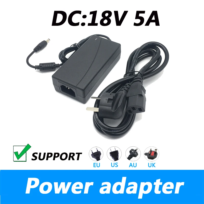 

AC 100-240V DC 18V 5A Switching Power Supply Power Adapter DC Stabilized Power Cable UK Plug AU Plug 5.5*2.1MM Power Supply