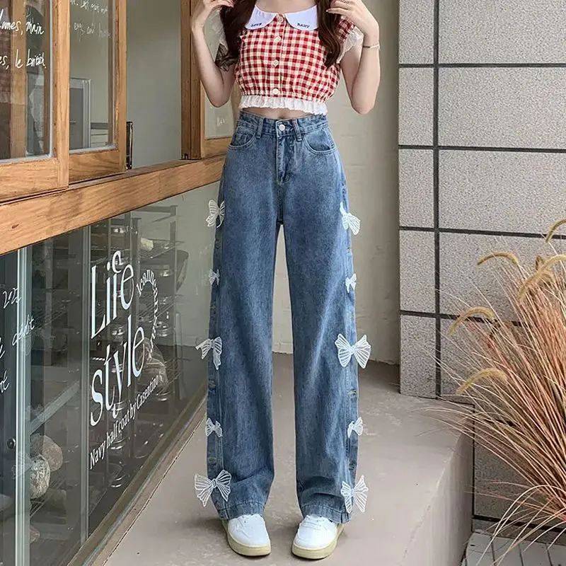 2024 New Large Size Design with A Loose Bow and Wide Leg Jeans, Women's Personalized High Waisted Straight Leg Pants
2024 New Large Size Design with A Loose Bow and Wide Leg Jeans, Women's Personalized High Waisted Straight Leg Pants