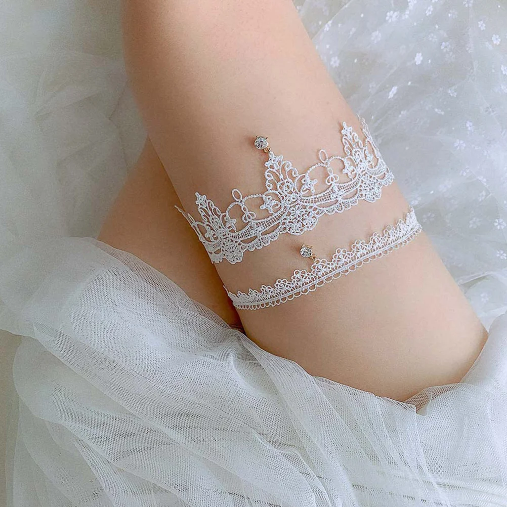 

2 Pcs Bridal Fashion Leg Accessories Lace White Stockings European and American Wedding Textile Miss