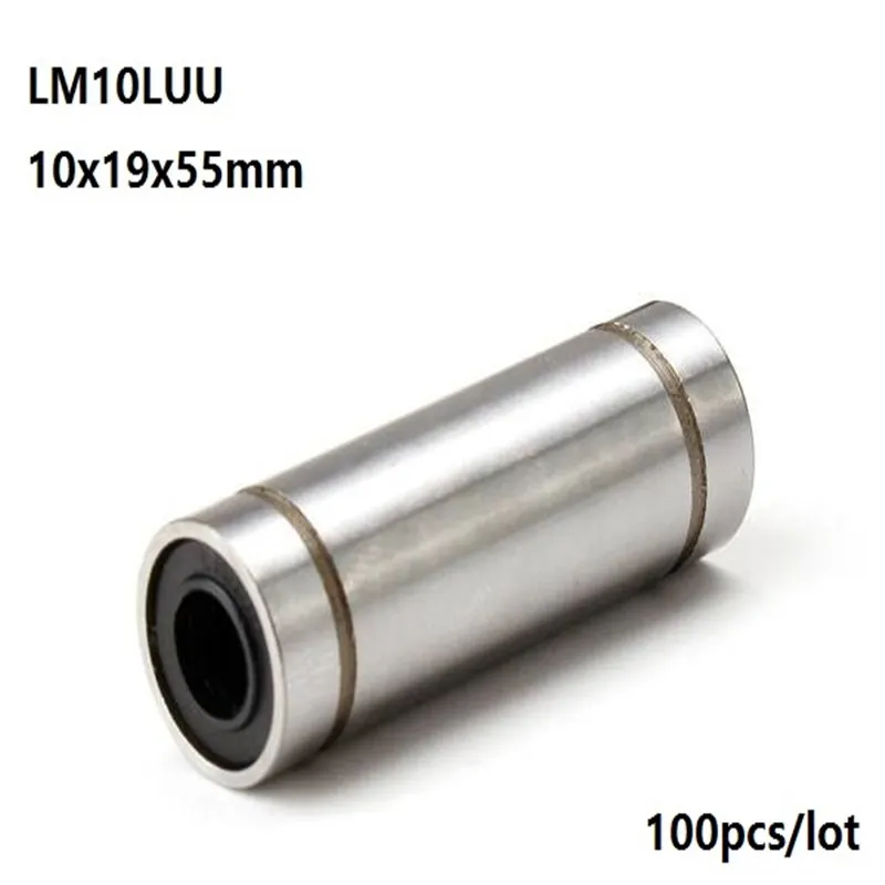 100 шт./лот LM10LUU 10x19x55 мм, длинная линейная шарикоподшипниковая втулка для 3d-принтера, детали для фрезерного станка с чпу 10*19*55 мм