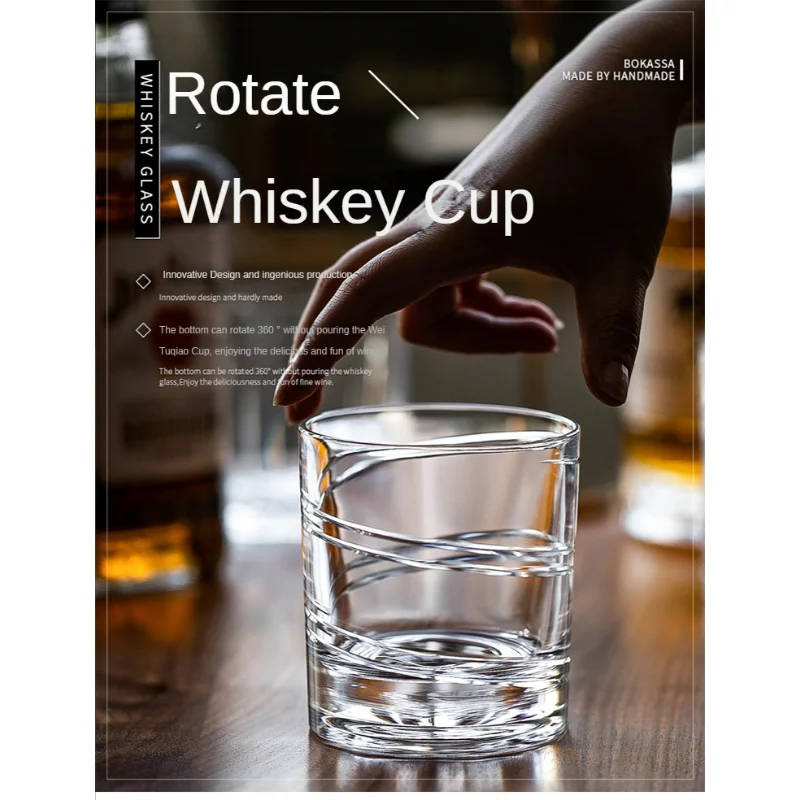 Whisky glass, crystal glass, revolving drinking glass home use, bar glass, creative personality, foreign wine cup with packaging
Whisky glass, crystal glass, revolving drinking glass home use, bar glass, creative personality, foreign wine cup with packaging