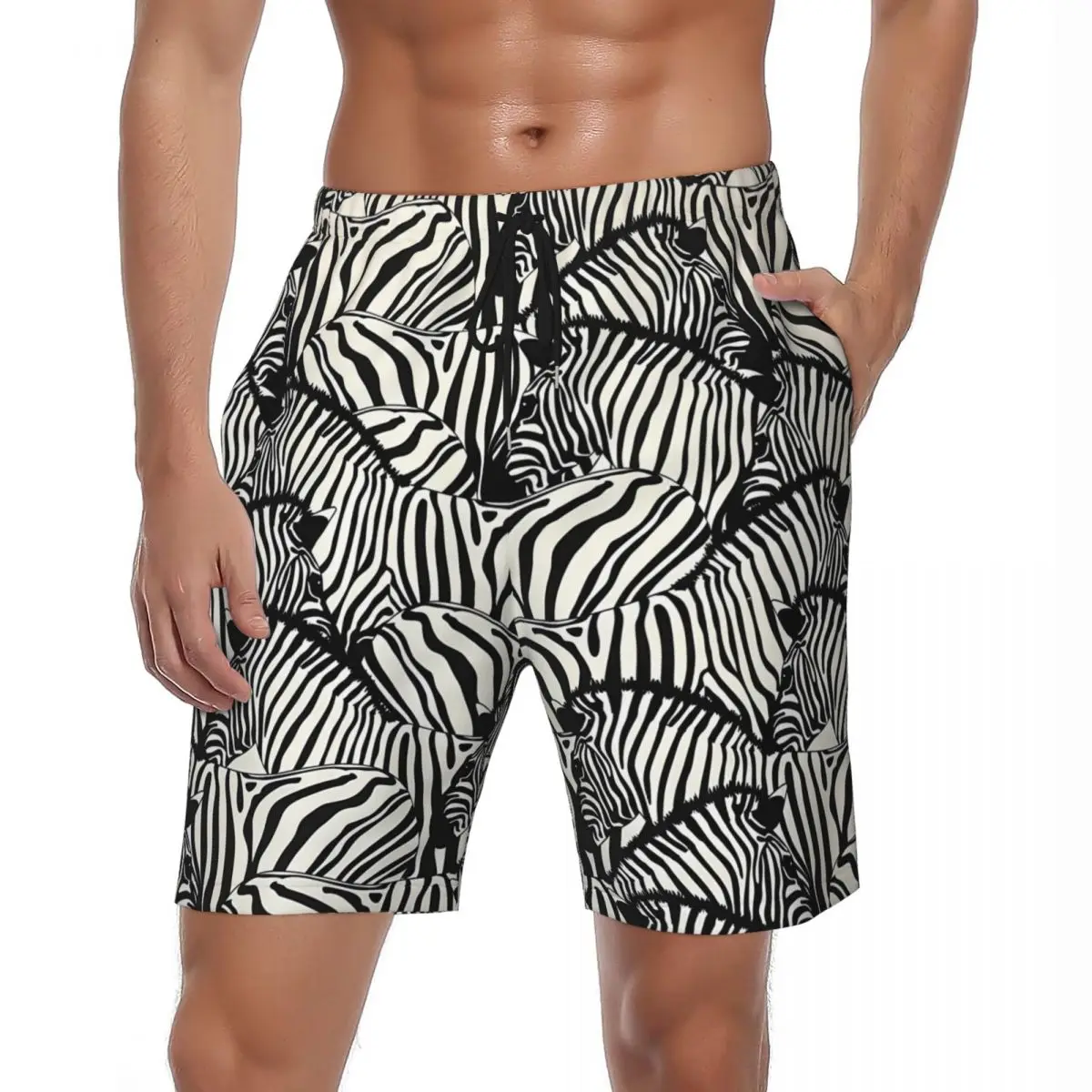 

Bathing Suit Zebra Print Fashion Board Shorts Summer Funny Animal Y2K Beach Short Pants Males Running Surf Fasty Dry Swim Trunks