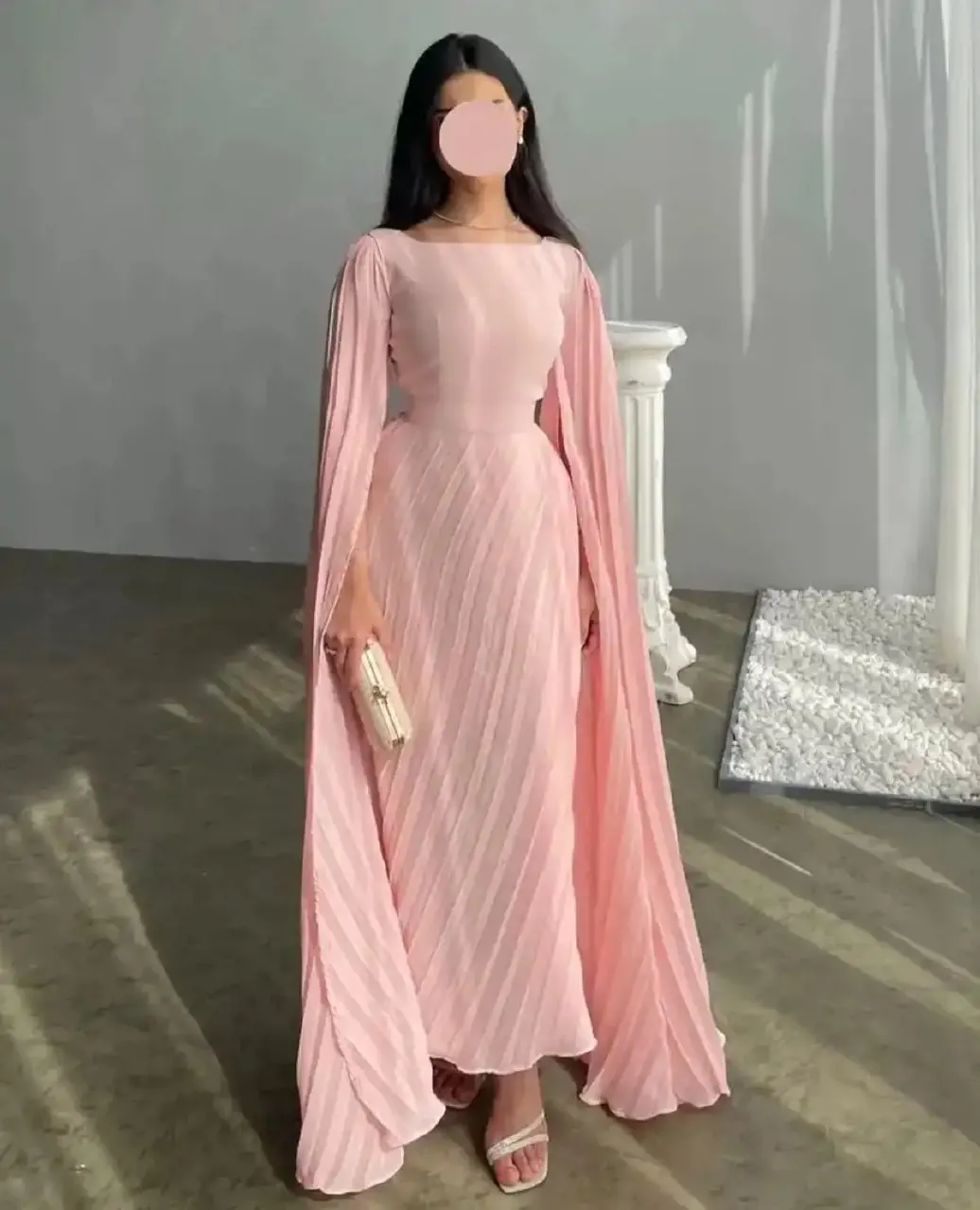 

MULONG Pink Chiffon Long Prom Dresses with Draped Ruched A-Line Floor-Length Saudi Arabia Elegant Boat Neck Party Dresses 2024