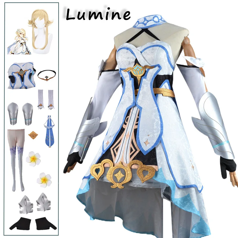 Lumine Cosplay Genshin Impact Costumes Girls Cute Suit Lumine Dress Wig Hair Full Set Outfits Halloween Party Clothes for Women
Lumine Cosplay Genshin Impact Costumes Girls Cute Suit Lumine Dress Wig Hair Full Set Outfits Halloween Party Clothes for Women