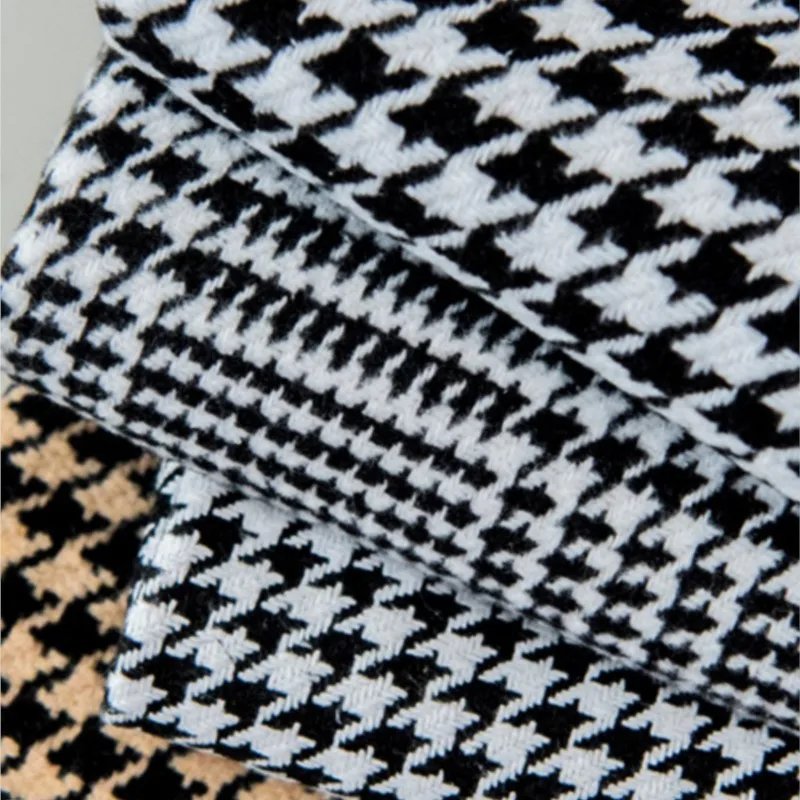

Classic Thickened Black and White Houndstooth Fabric Clothing Handmade Suit Pants Cashmere-like Woolen