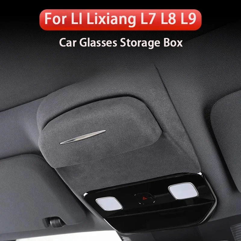 

For Li Lixiang One L7 L8 L9 2022 2023 Car Sunroof Suede Sunglasses Storage Organizer Box Car Glasses Holder Case fit L7/L8/L9