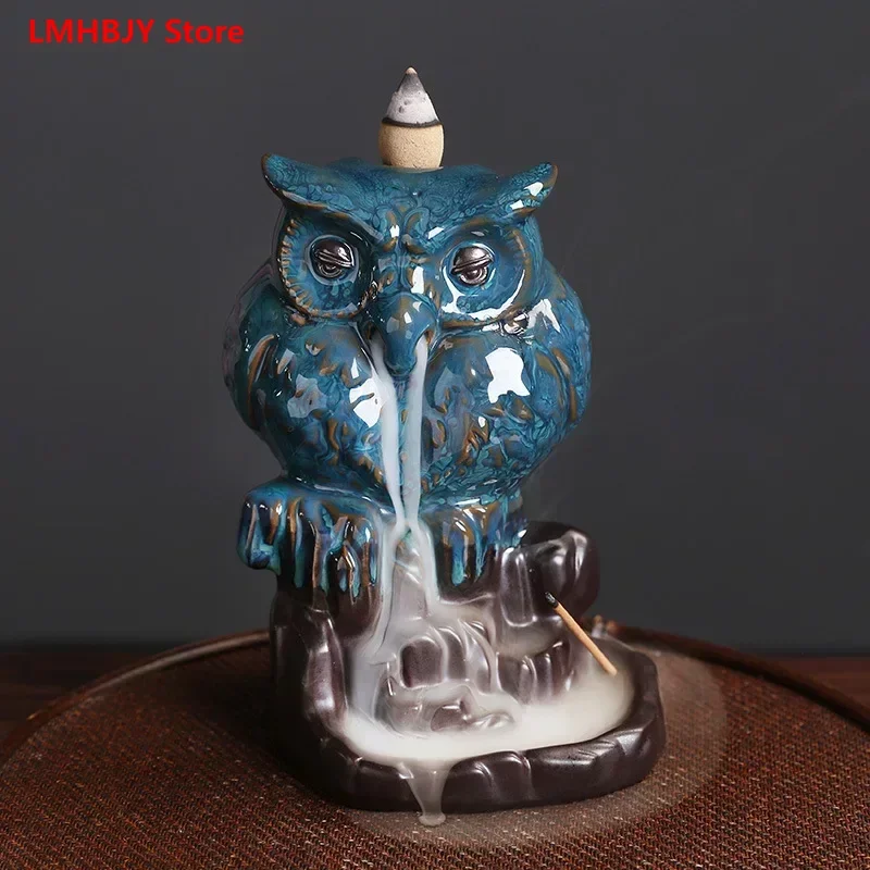 

Ceramic Backflow Incense Stove Home Furnishings Aromatherapy Stove European Owl Mountain Flowing Water Backflow Incense Stove