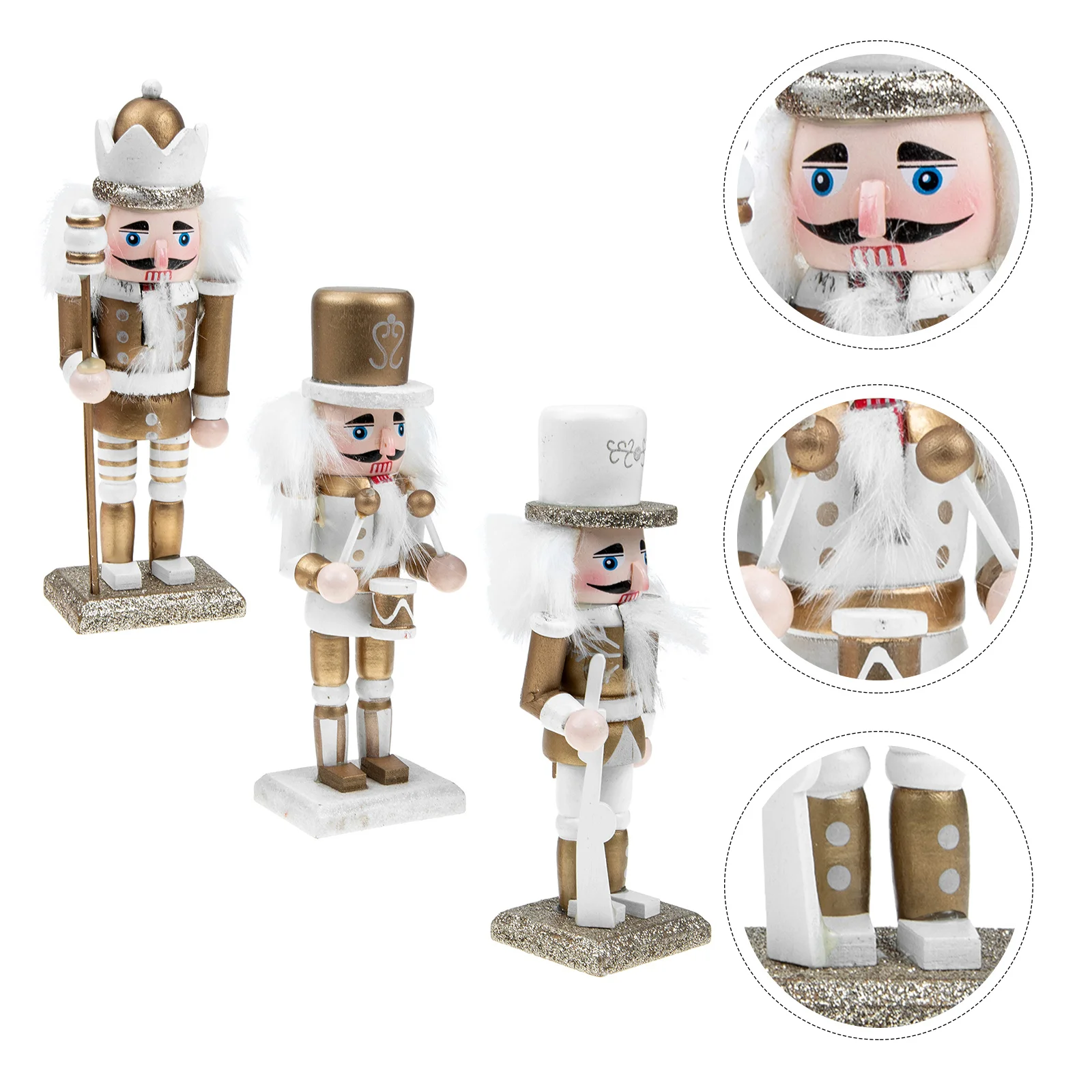 

Pretyzoom Christmas Nutcracker Ornament Set Wooden Nutcracker Figures Desktop Festival Indoor Decor Xmas Gift