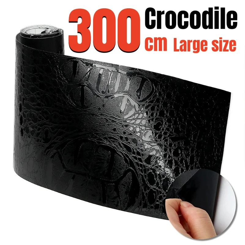 

50x300cm Crocodile Texture Leather Tape for Automotive Interior Stickers Self-Adhesive Alligator Pattern Fabric DIY Leathercraft