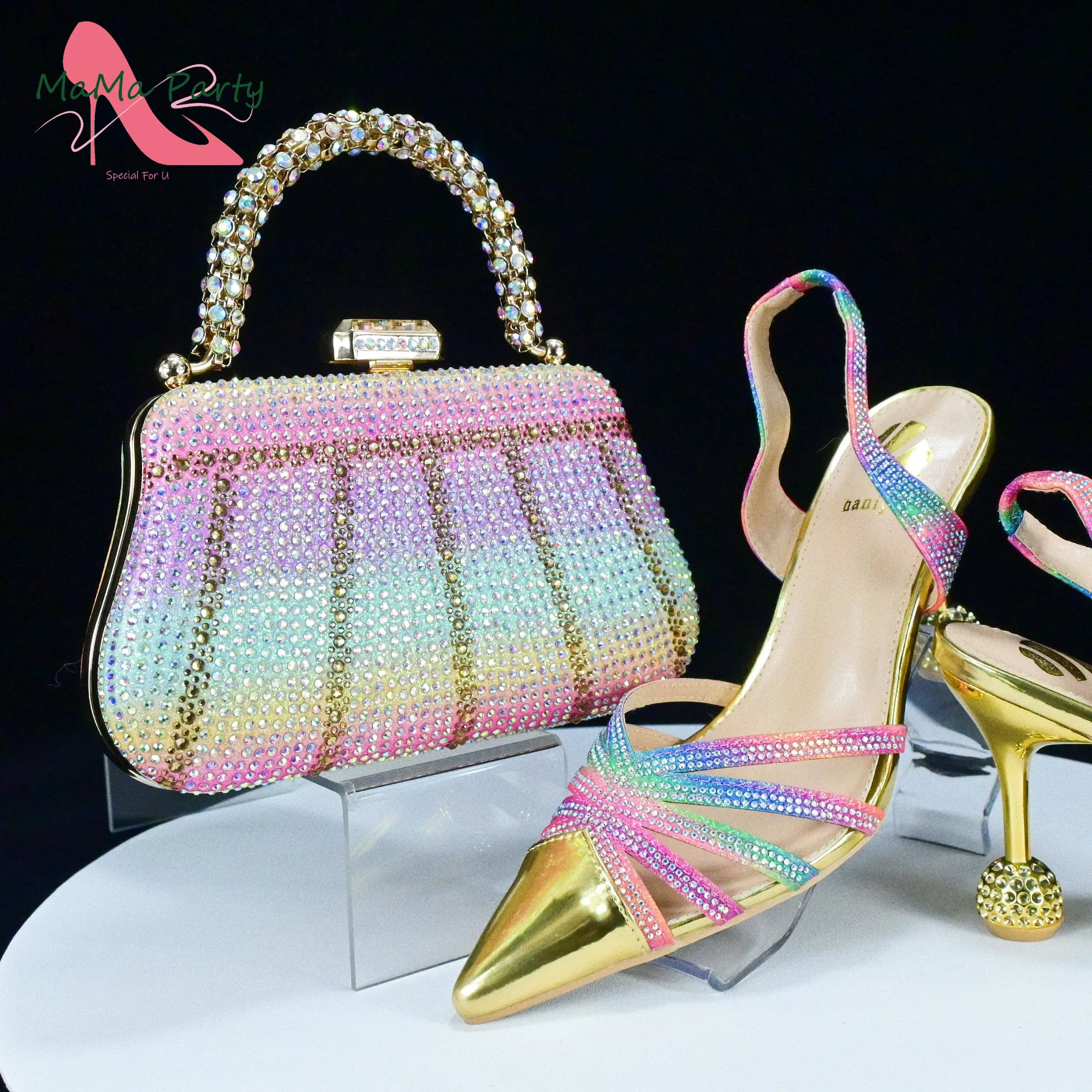 2024 Hollow out design Italian Style Nigerian Women Shoes Matching Bag Set in Rainbow Color Mature Pointed Toe Pumps for Wedding
2024 Hollow out design Italian Style Nigerian Women Shoes Matching Bag Set in Rainbow Color Mature Pointed Toe Pumps for Wedding
