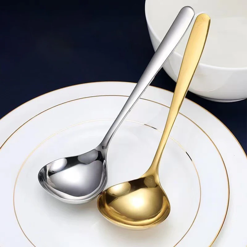 

Stainless Steel Soup Spoon Big Head Ladle Household Tablespoon Large Spoon for Serving Food