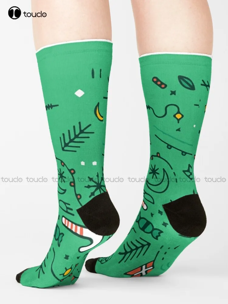 

Christmas Barebranch Socks Boys Football Socks Harajuku Personalized Custom Unisex Adult Teen Youth Socks 360° Digital Print Art