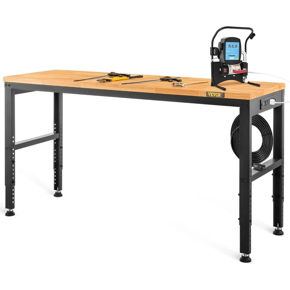 

VEVOR Adjustable Workbench, 48" L X 20" W Garage Table w/ 28.3" - 38.1" Heights & 2000 LBS Load Capacity, with Power Outlets