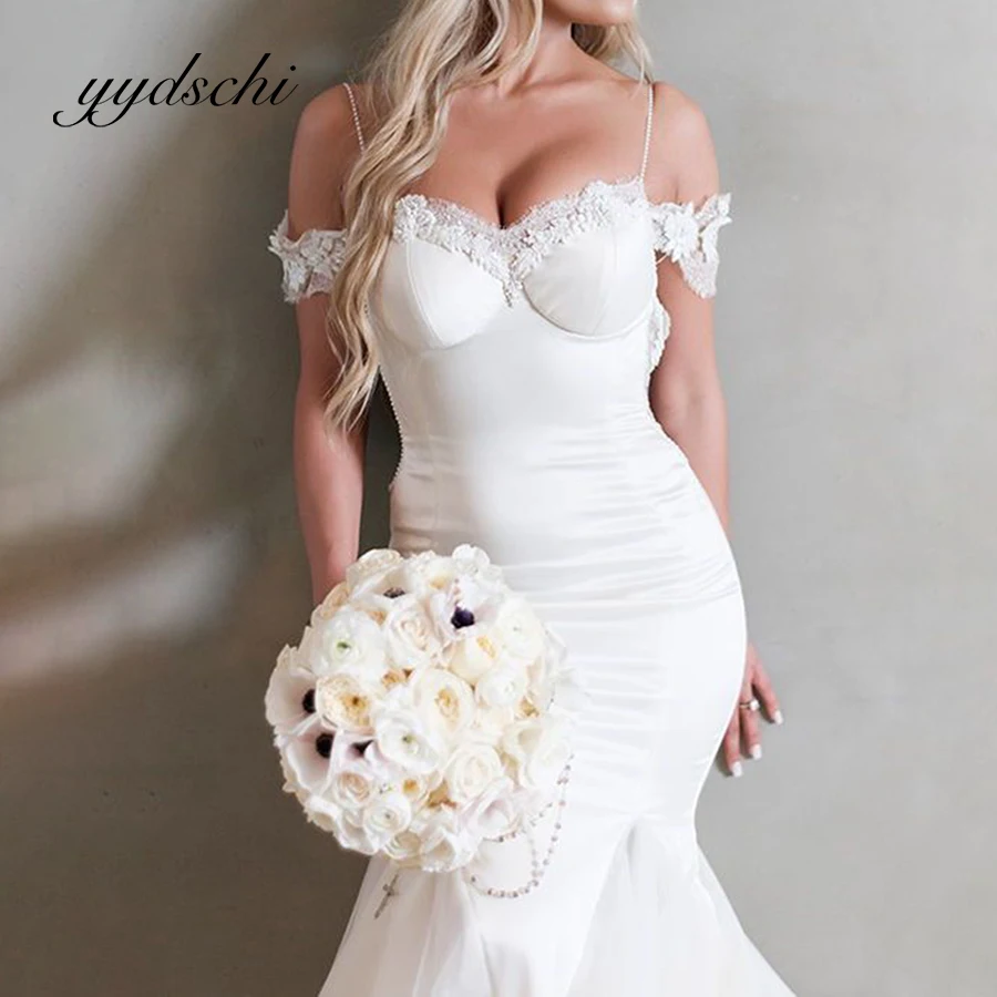 Mermaid/Trumpet Wedding Dress Strapless Lace Floor Length Sweep/ Brush Train Backless Spaghetti Straps Applique Bridal Dresses
Mermaid/Trumpet Wedding Dress Strapless Lace Floor Length Sweep/ Brush Train Backless Spaghetti Straps Applique Bridal Dresses