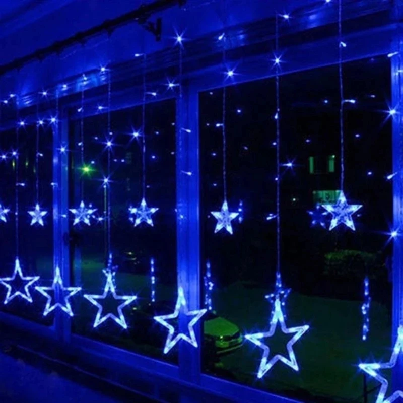 

СВЕТОДИОДНАЯ Гирлянда-занавес со звездами, осветительная полоса, 2,5 м, рождественские светодиодные светильники, 220 В переменного тока, романтическая сказочная Праздничная Свадебная гирлянда, искусственное украшение