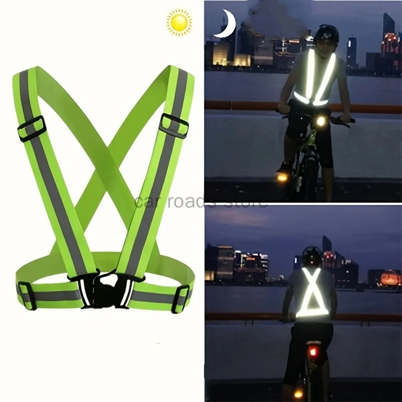 

1pcs 2" Wide High Visibility Safety Reflective Vest,Adjustable,Elastic For Running,Construction,Cycling,Walking