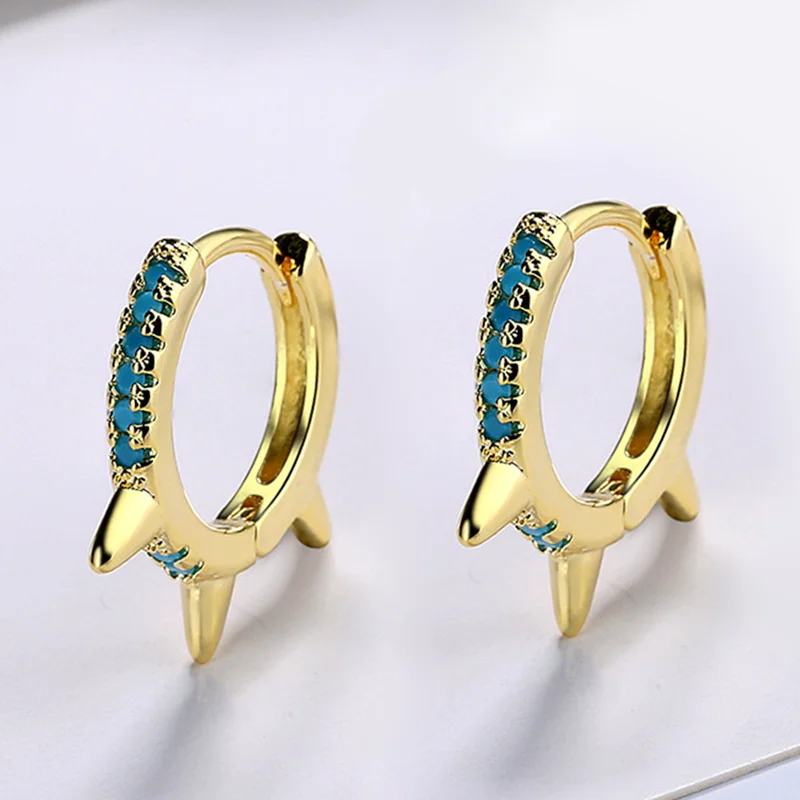 

Vintage Natural Turquoise Hoop Earrings Solid Stamp 925 Sterling Silver Luxury Trendy Earring For Women Wedding Jewelry