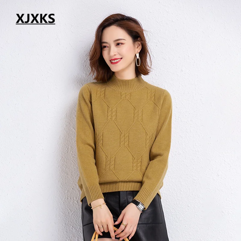 XJXKS 2022 Winter New Women's Turtleneck Sweater Solid Color All-match Female Jumper High Quality Wool Knitted Pullover
XJXKS 2022 Winter New Women's Turtleneck Sweater Solid Color All-match Female Jumper High Quality Wool Knitted Pullover