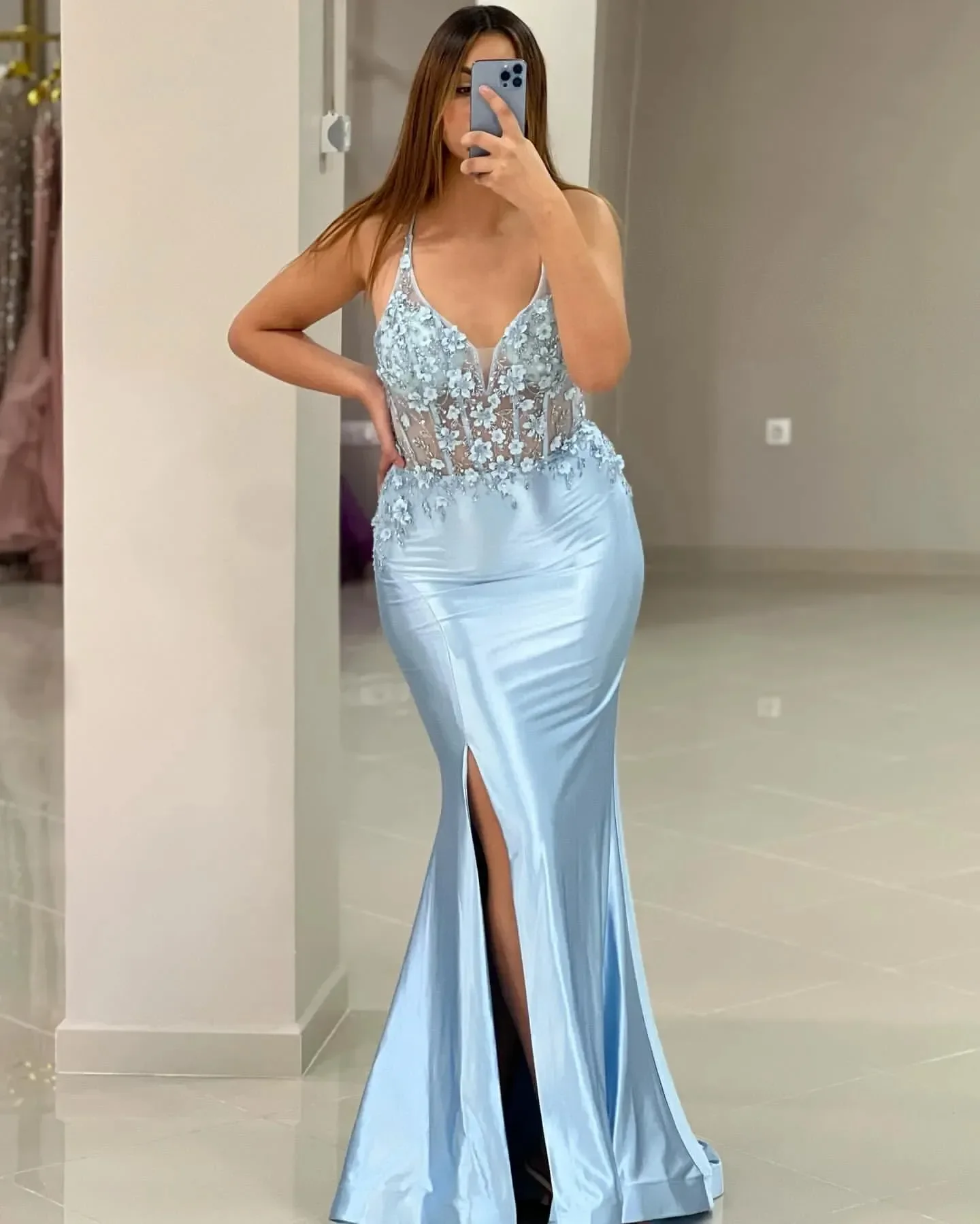 

2024 Mermaid Prom Dress Beaded Flowers Evening Formal Party Second Reception Birthday Engagement Gowns Dresses Robe De Soiree
