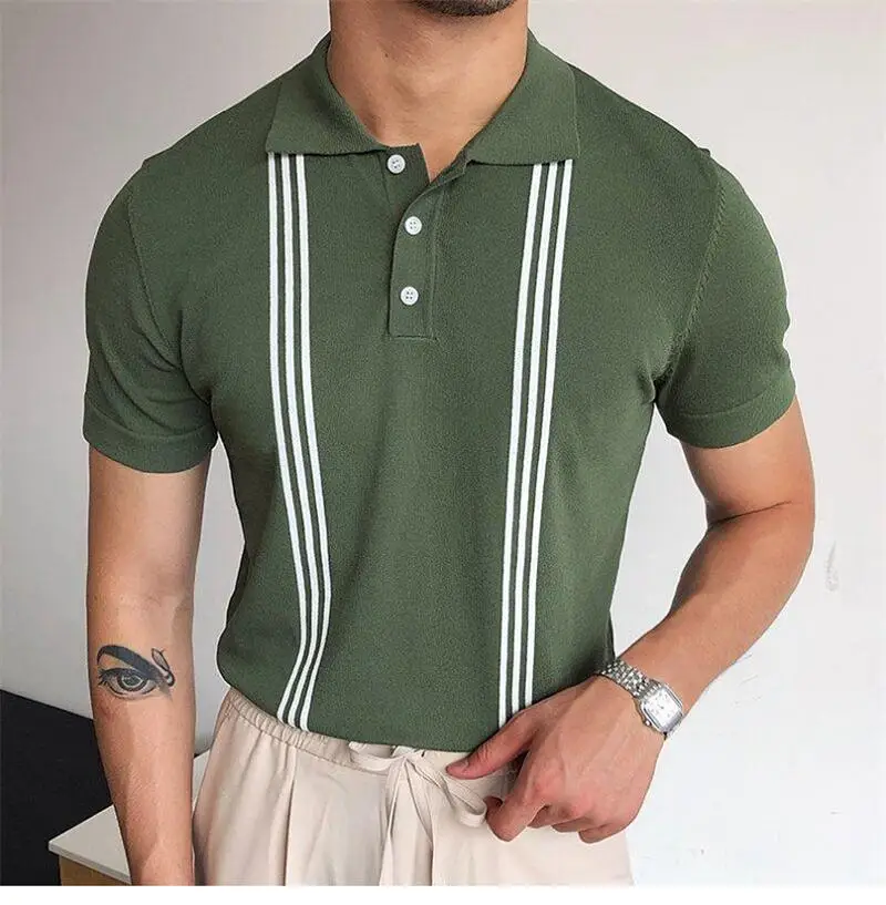 Men's 2023 Spring And Summer British Style Retro Casual Green Knitting Jacquard White Stripe Short Sleeve Slim Polo Shirt
Men's 2023 Spring And Summer British Style Retro Casual Green Knitting Jacquard White Stripe Short Sleeve Slim Polo Shirt