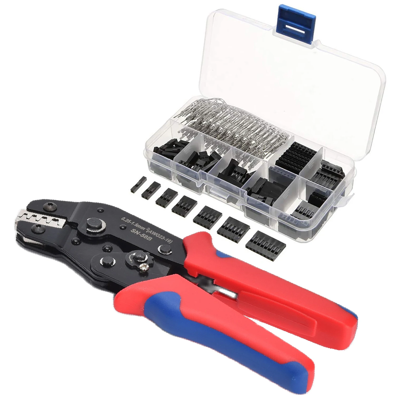 SN-58B 310PCS Dupont Crimping Tool Pliers Terminals Ferrule Jst Crimper Wire Hand Tool Set Terminals Mini Clamp Tool Kit
SN-58B 310PCS Dupont Crimping Tool Pliers Terminals Ferrule Jst Crimper Wire Hand Tool Set Terminals Mini Clamp Tool Kit