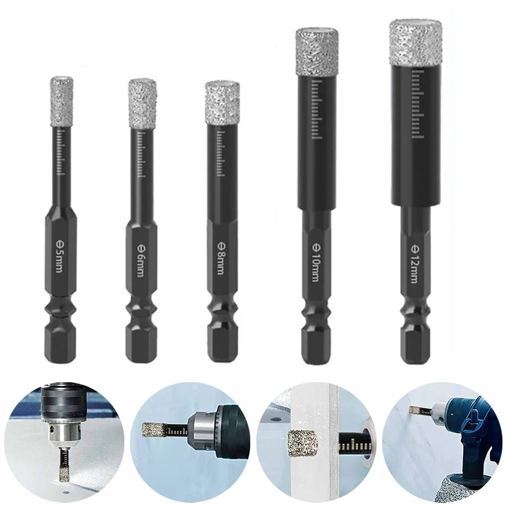 5pcs Vaccum Brazed Diamond Dry Drill Bits Hole Saw For Drilling Marble Ceramic Tile Stone Tools Accessories 5/6/8/10/12mm
5pcs Vaccum Brazed Diamond Dry Drill Bits Hole Saw For Drilling Marble Ceramic Tile Stone Tools Accessories 5/6/8/10/12mm