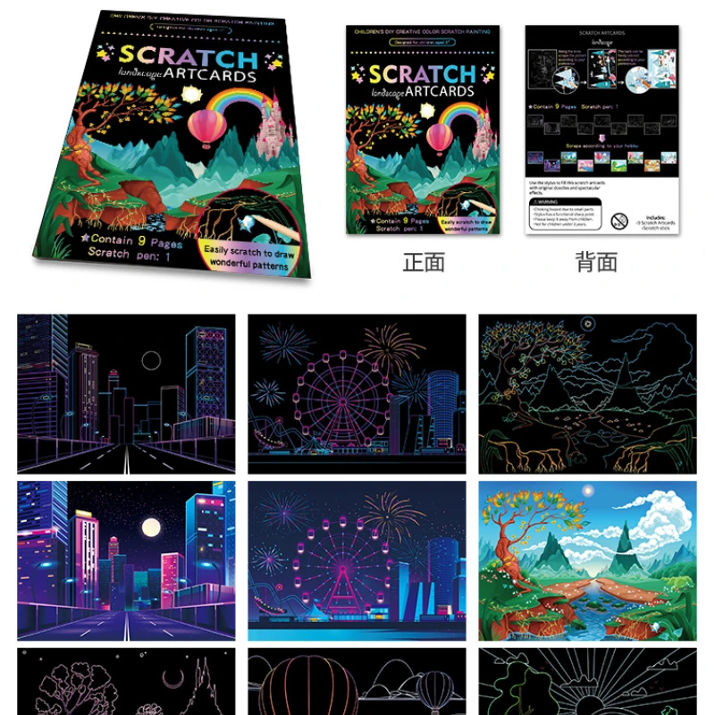 9 Pcs/set New Children Scratch Creative Diy Magic Magic Colorful Paper Camouflage Rainbow Landscape Graffiti Board Drawing Book
9 Pcs/set New Children Scratch Creative Diy Magic Magic Colorful Paper Camouflage Rainbow Landscape Graffiti Board Drawing Book