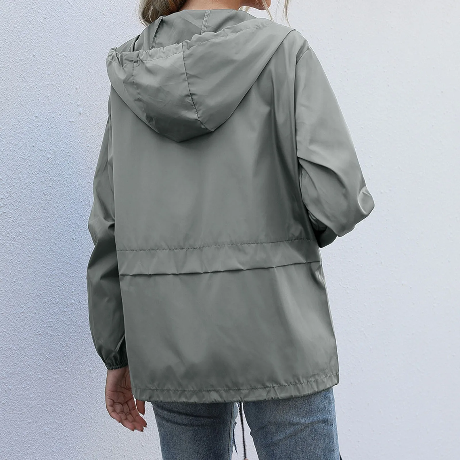Casual Solid New In Coat For Womens Long Sleeve Trench Coat Lightweight Weatherproof Outerwears Full Zip Pocket Hooded Rain Coat
Casual Solid New In Coat For Womens Long Sleeve Trench Coat Lightweight Weatherproof Outerwears Full Zip Pocket Hooded Rain Coat