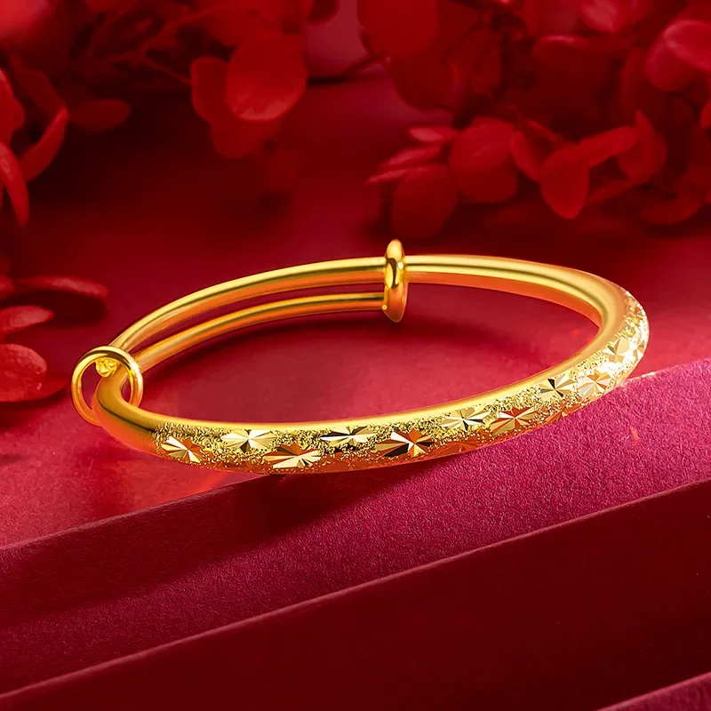 

Pure Gold 18K Yellow Open Bracelet Suitable for Women's Wedding Gifts Jewelry Starry Sky Original by Designer