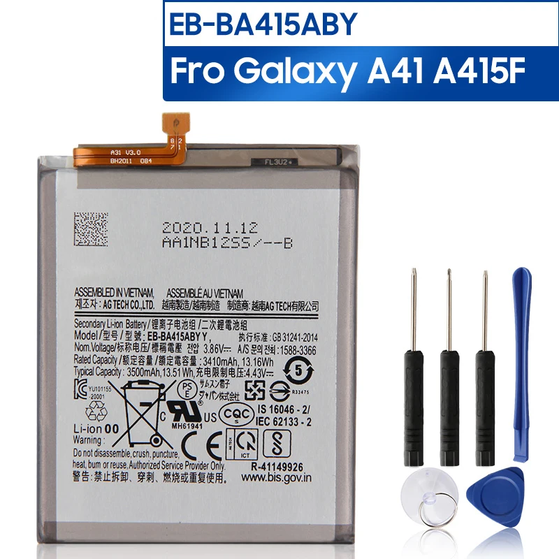 

NEW Replacement Phone Battery EB-BA415ABY For Samsung Galaxy A41 A415F Rechargeable Battery 3500mAh