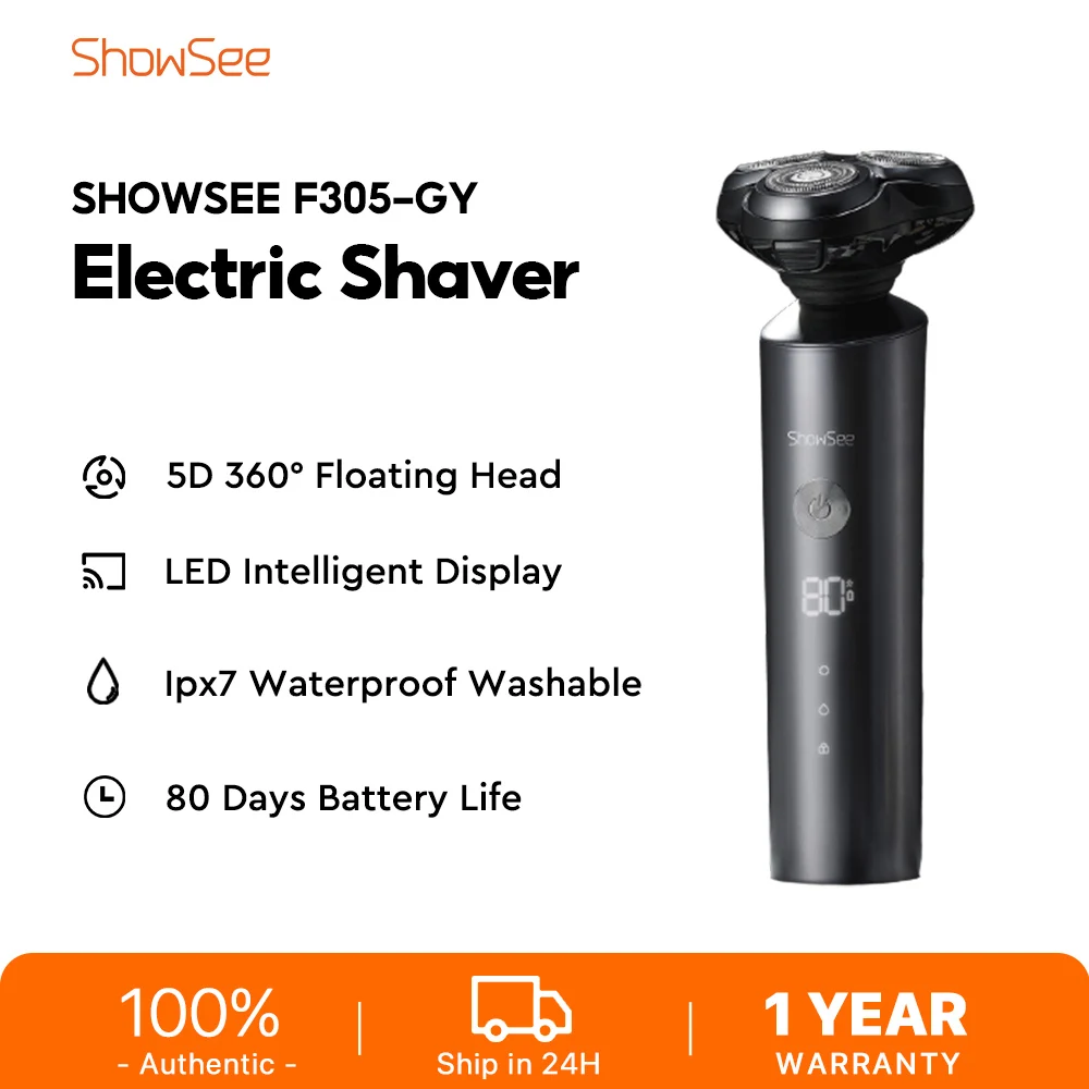 

Showsee Electric Shaver F305-GY 3 Head Razor Waterproof Rechargeable Beard Trimmer For Men