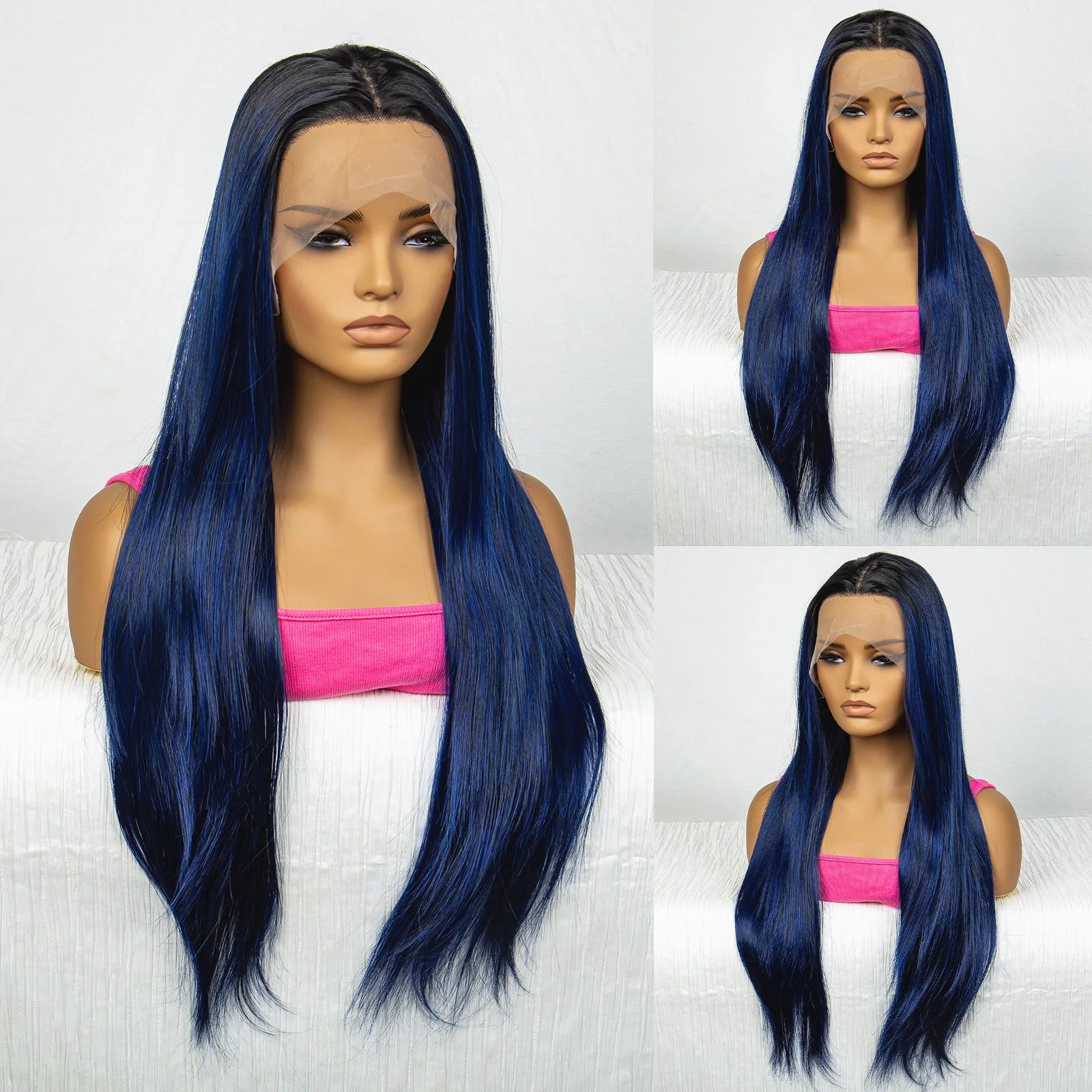 Прямые синтетические волосы, парики 13x1, темно-синие синтетические кружевные парики для женщин, косплей, ежедневный фотоособенный парик, термостойкий парик из волос 
Прямые синтетические волосы, парики 13x1, темно-синие синтетические кружевные парики для женщин, косплей, ежедневный фотоособенный парик, термостойкий парик из волос