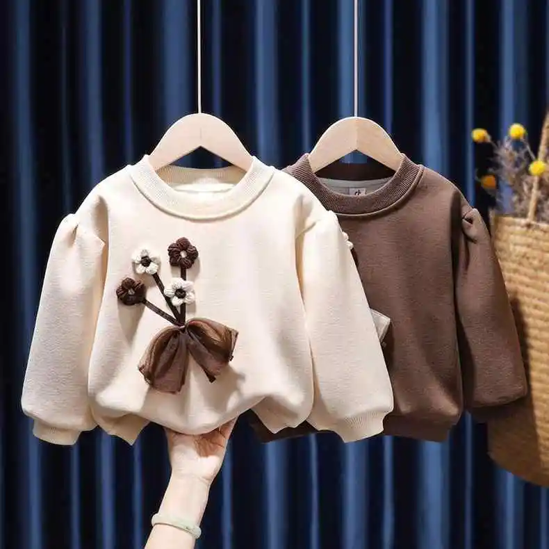 Autumn Girls' Fleece-Lined Hoodies 2023 New Winter Korean Style Flower Three-dimensional Decoration Long Sleeve Children's Tops
Autumn Girls' Fleece-Lined Hoodies 2023 New Winter Korean Style Flower Three-dimensional Decoration Long Sleeve Children's Tops