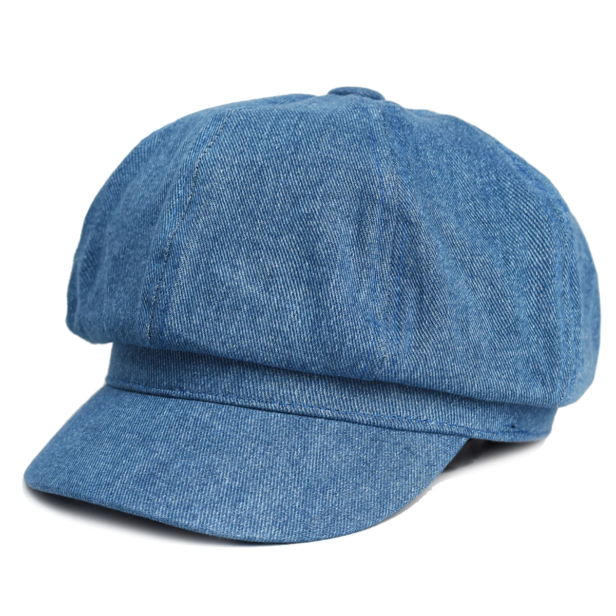 

Vintage Women Denim Beret Octagonal Hats Classic Washed Cotton Newsboy Caps Beret Hat Flat Brim Female Spring Painter Berets Cap