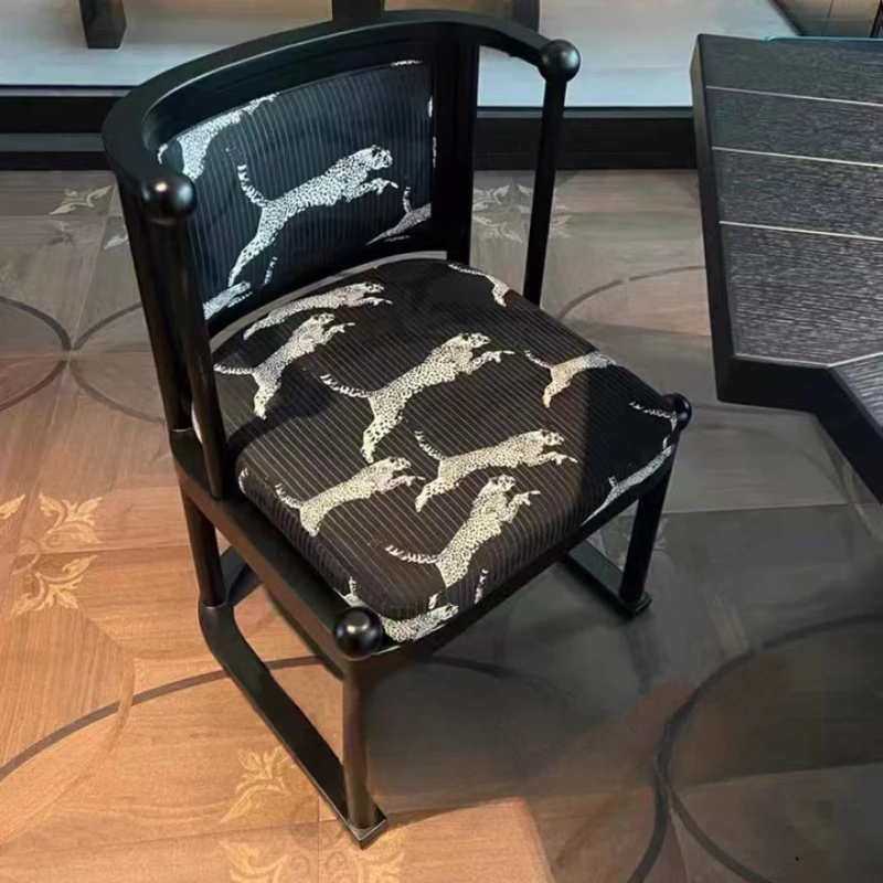 

Customized: Simple vintage designer home antique solid wood dining chair dresser make-up chair backrest leopard chair leisure ch