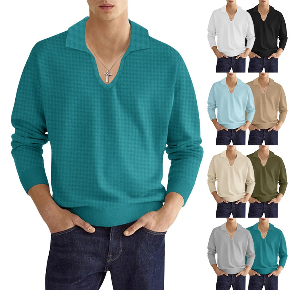 Mens Casual Loose Long Sleeve T-Shirt Lapel U-Neck Pullover Blouse Tops Solid Color Autumn 2023 New Men Clothing
Mens Casual Loose Long Sleeve T-Shirt Lapel U-Neck Pullover Blouse Tops Solid Color Autumn 2023 New Men Clothing