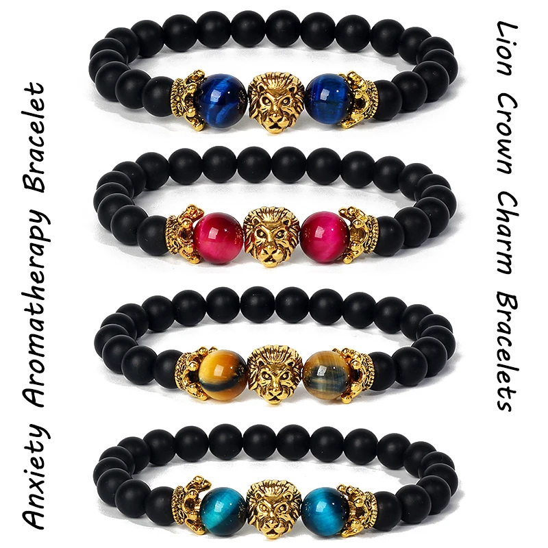Tiger Eye Lion Crown Bracelet Men 8mm Natural Lava Stone Oil Heal Anxiety Aromatherapy Bracelets for Women Diffuser Jewelry Gift
Tiger Eye Lion Crown Bracelet Men 8mm Natural Lava Stone Oil Heal Anxiety Aromatherapy Bracelets for Women Diffuser Jewelry Gift