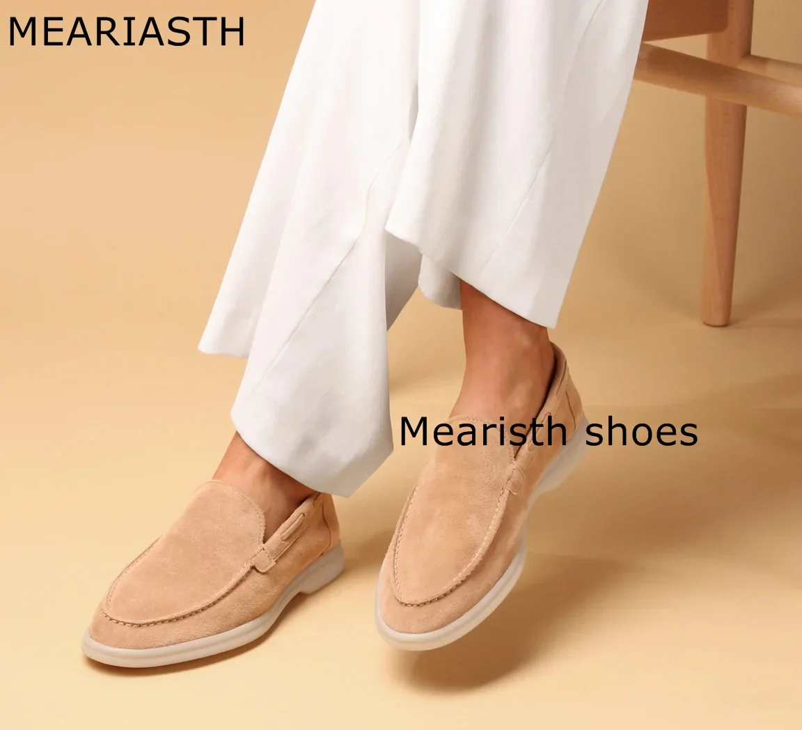 

Meariasth Women Genuine Leather Flats Loafers Round Toe Kid Suede Loafers Slip on Footwear Ladies Cozy Casual Moccasins Shoes