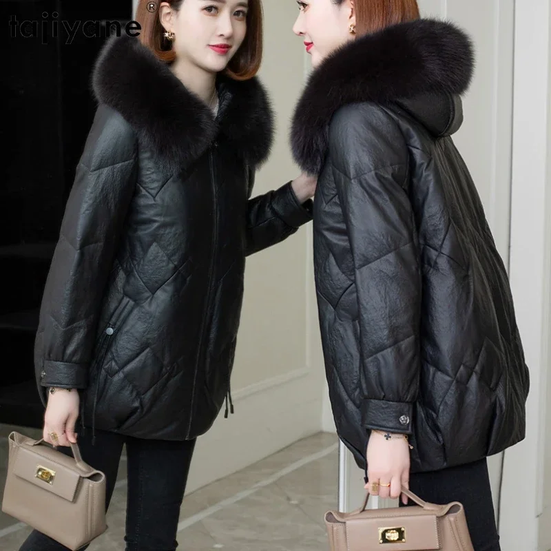 Tajiyane Genuine Leather Jacket Women Winter 2023 Hooded Fox Fur Collar White Goose Down Coats High Quality Real Sheepskin Coat
Tajiyane Genuine Leather Jacket Women Winter 2023 Hooded Fox Fur Collar White Goose Down Coats High Quality Real Sheepskin Coat