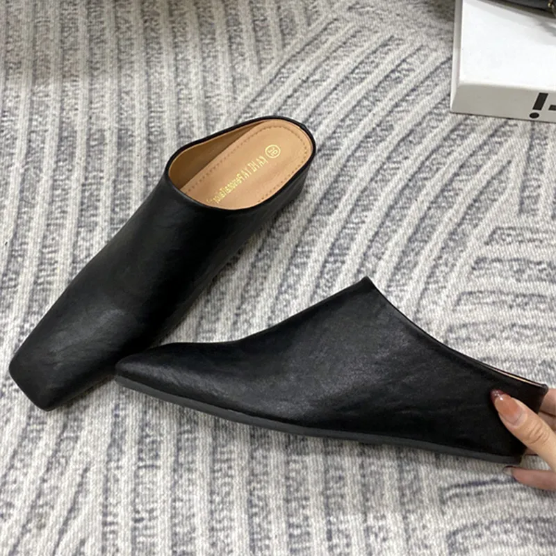 Elegant Soft Leather Mules Slippers Women Square Toe Inner Height Wedge Slide Sandals Summer Cozy Beach Designer Shoes for Women 39 S97c9786bff9a4cf882aef7165773c4fat