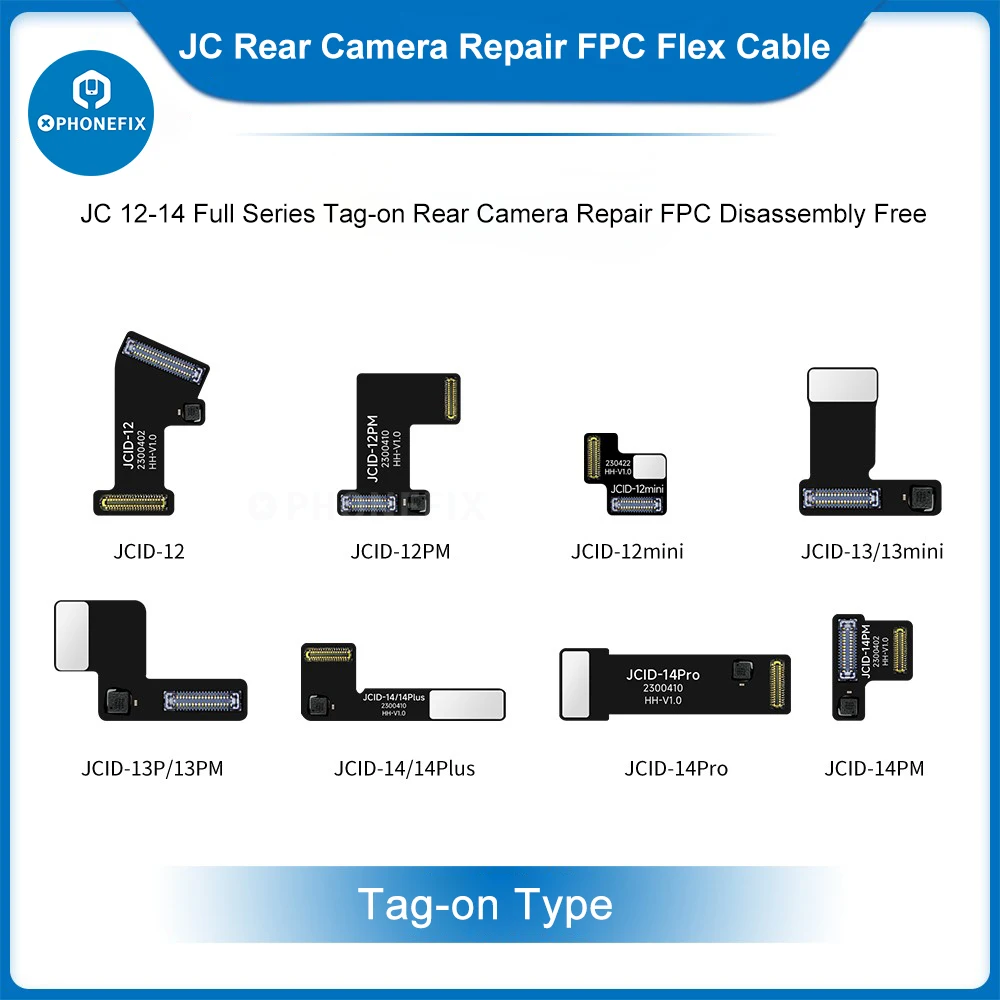 

JC JCID Tag-On Camera Non-Removal Repair FPC Flex For iPhone 12 13 14 Plus Pro Max Mini Camera Repair Cable Solve POP-UP Issues
