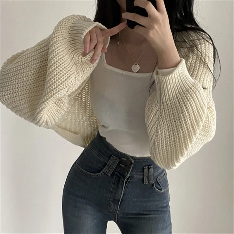 Autumn Winter Open Stitch Shawl Knitwears Casual Soft Warm Sweaters Women Lantern Sleeve Knitted Cardigan Tops Chic Female 28349
Autumn Winter Open Stitch Shawl Knitwears Casual Soft Warm Sweaters Women Lantern Sleeve Knitted Cardigan Tops Chic Female 28349