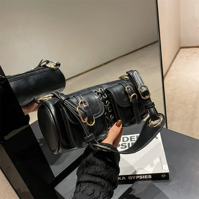 Vintage Y2K Girls Women Cylinder Underarm Bags Double Pocket Design Ladies Shoulder Bag Fashion Female PU Leather Purse Handbags 
Vintage Y2K Girls Women Cylinder Underarm Bags Double Pocket Design Ladies Shoulder Bag Fashion Female PU Leather Purse Handbags
