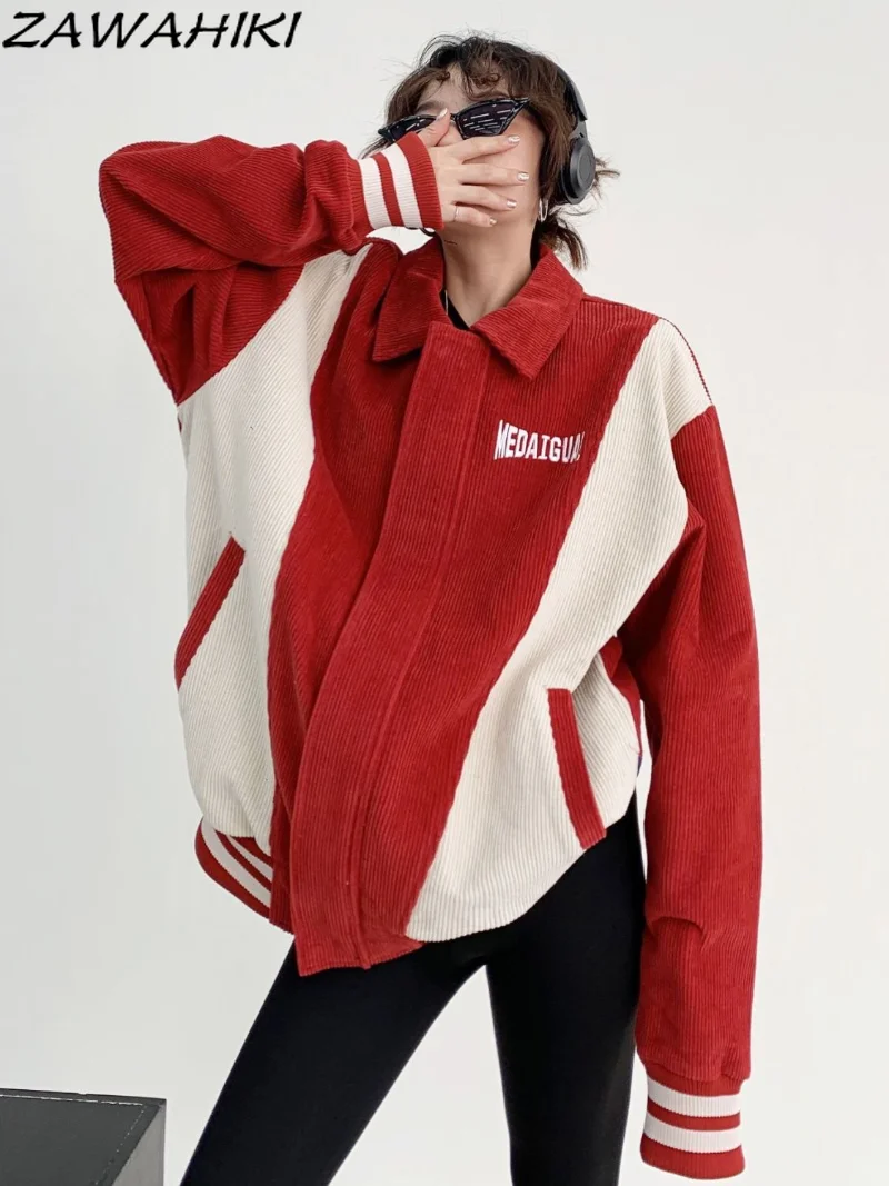Retro Oversize Patchwork Jackets Y2K Corduroy Zip-up Loose Coats Autumn Clothes Contrast Color Coat Women Casual Outerwear
Retro Oversize Patchwork Jackets Y2K Corduroy Zip-up Loose Coats Autumn Clothes Contrast Color Coat Women Casual Outerwear
