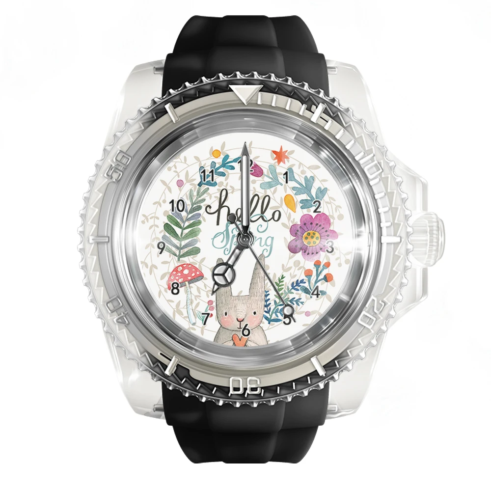 New Fashionable Transparent Silicone Black Watch Animal and Plant Pattern Watch Men and Women Quartz Sports Wrist Watch
New Fashionable Transparent Silicone Black Watch Animal and Plant Pattern Watch Men and Women Quartz Sports Wrist Watch