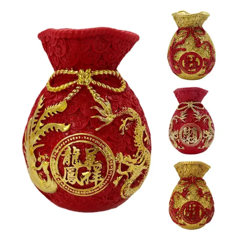 

Праздничное украшение из смолы Год Дракона поделки из смолы украшения для сумок на удачу из смолы ваза для сумок на удачу китайская благословение фу